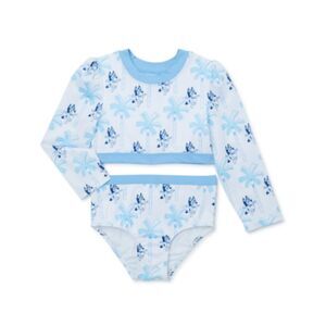 Bluey Toddler Girls 2-Piece Rash Guard Swim Set Long Sleeve Swimsuit